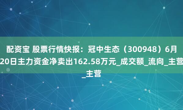 配资宝 股票行情快报：冠中生态（300948）6月20日主力资金净卖出162.58万元_成交额_流向_主营